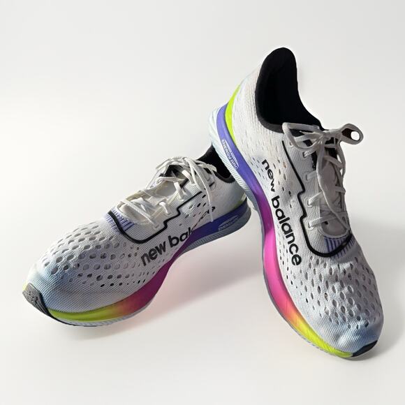 New Balance FuelCell SuperComp Elite v3 Women’s 10 Racing Shoes White Rainbow - Picture 1 of 9